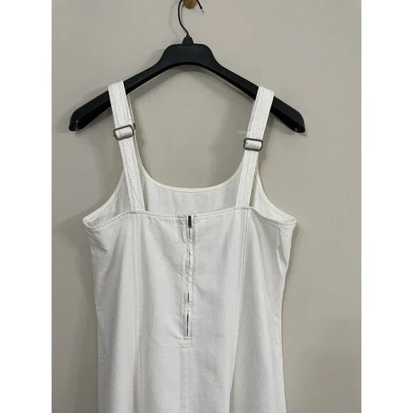Madewell Denim Scoopneck Midi Dress Pure White Wash A Line NWT Size XL Madewell Denim Scoopneck Midi Dress Pure White Wash A Line NWT Size XL